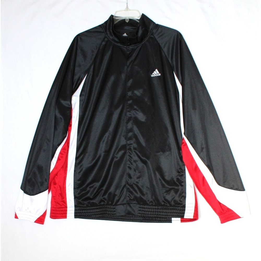 VTG Adidas Climalite Men Track Jacket Red Black White Soccer Snap Up 2XL/XXL NWT
